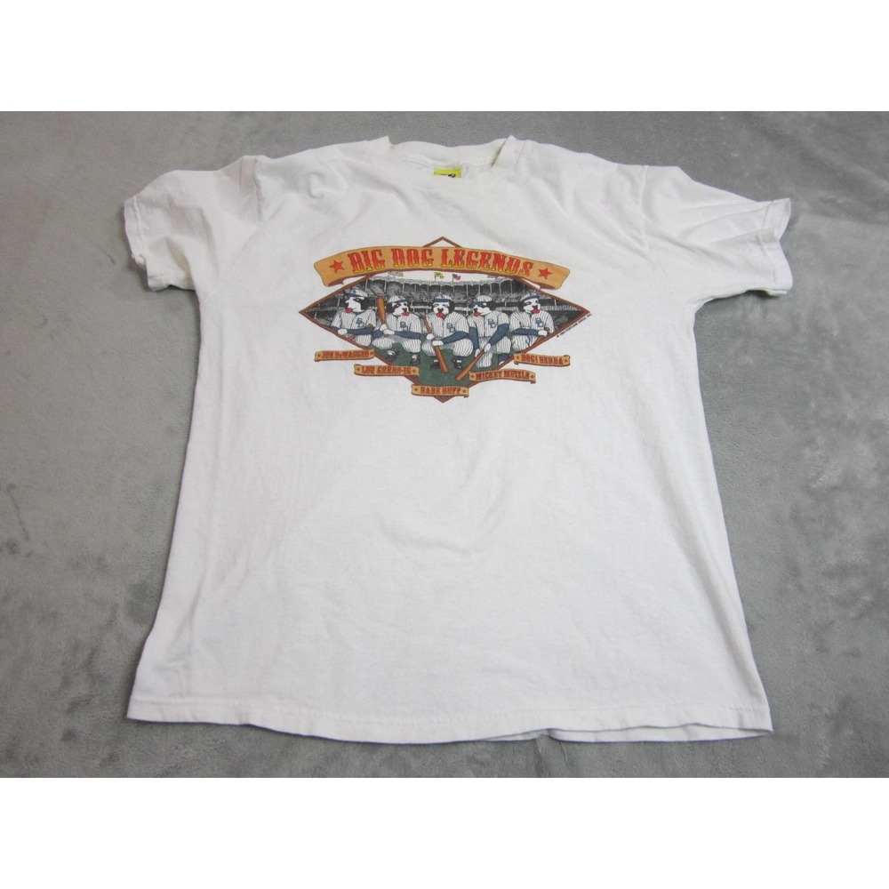 Vintage Big Dogs Shirt Mens Large White Big Dog Legends Baseball Graphic Tee 90s
